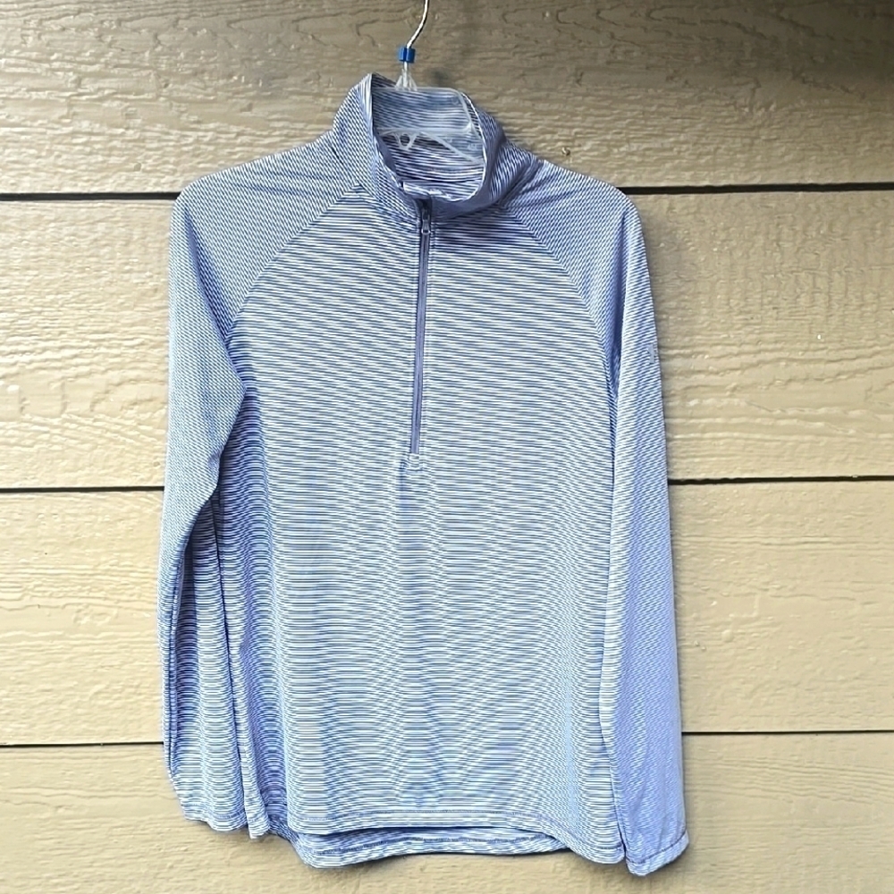 Under Armor Gray Stripe Heat Gear Loose Fit Pullover Medium M